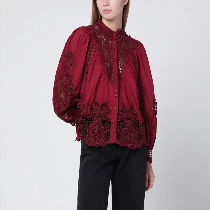 Berry Garden Blouse In Guipure Lace - Farm Rio