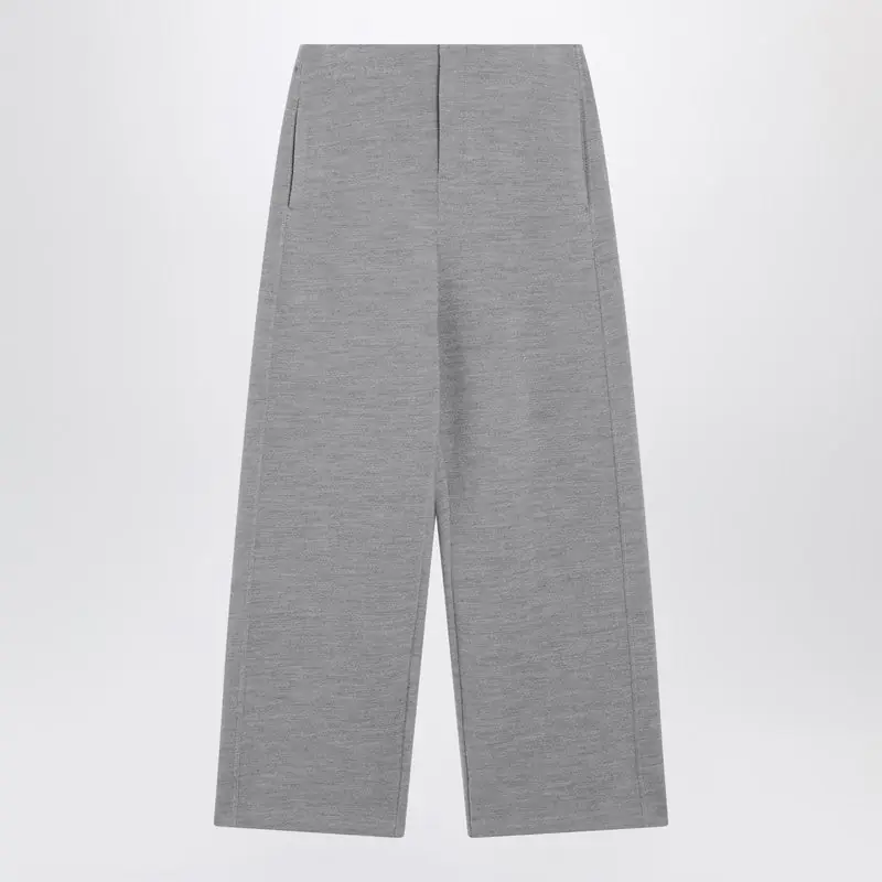 Grey Wool-Cotton Blend Trousers