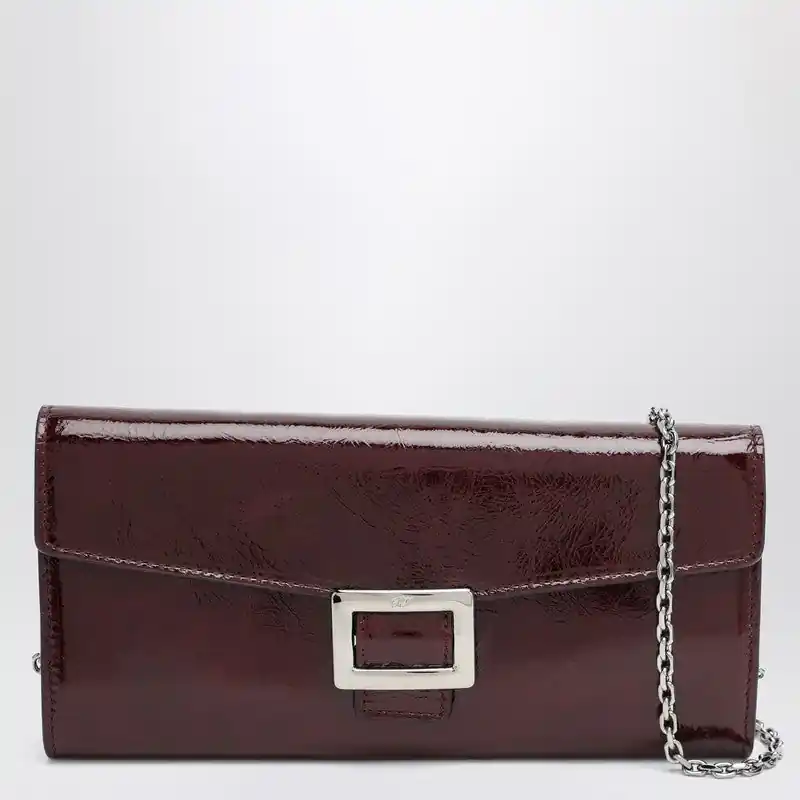 Belle Vivier Dark Violet Patent Leather Wallet With Chain - Roger Vivier