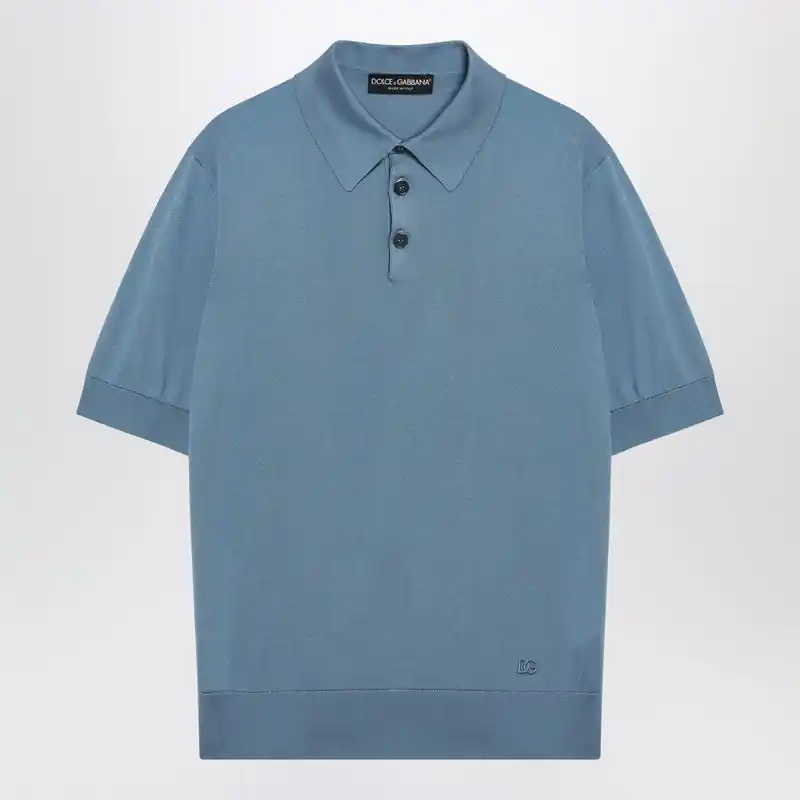 Light Blue Silk Polo Shirt - Dolce & Gabbana