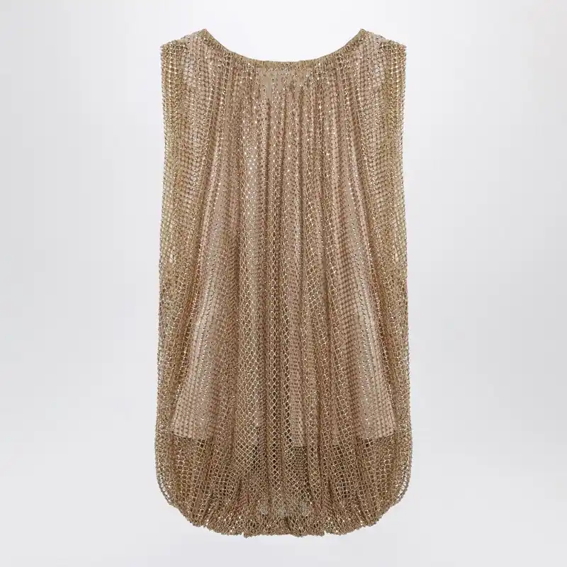 Camel Mesh Top With Crystals - Sportmax