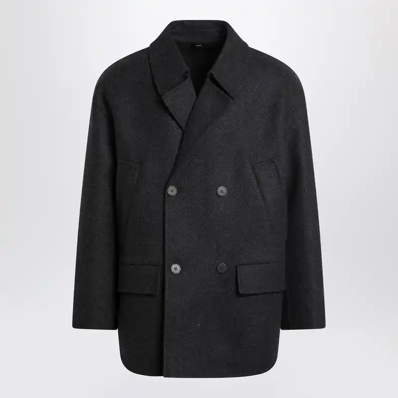 Double-Breasted Caban In Slate Grey Wool