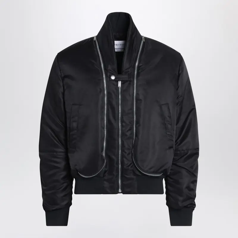 Black Nylon Zip Bomber - Alexander McQueen