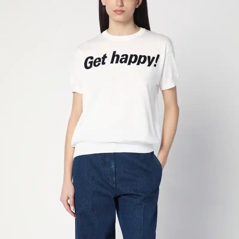 Get Happy White Cotton Sweater - Moschino
