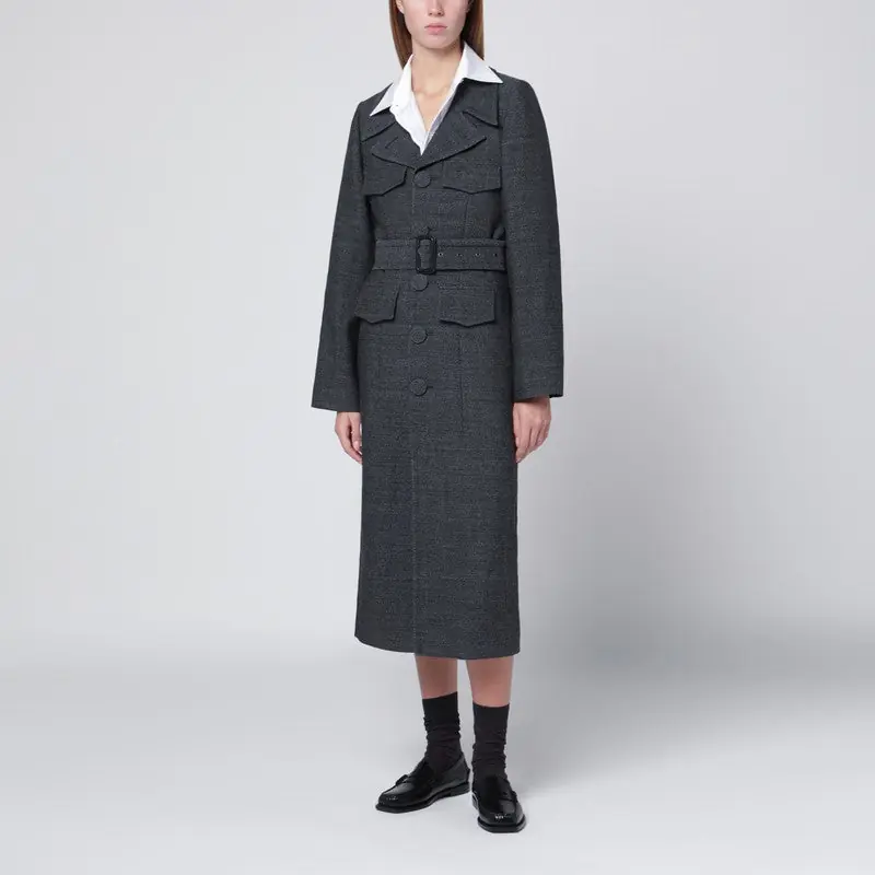 Grey Wool Coat With Belt - Namacheko