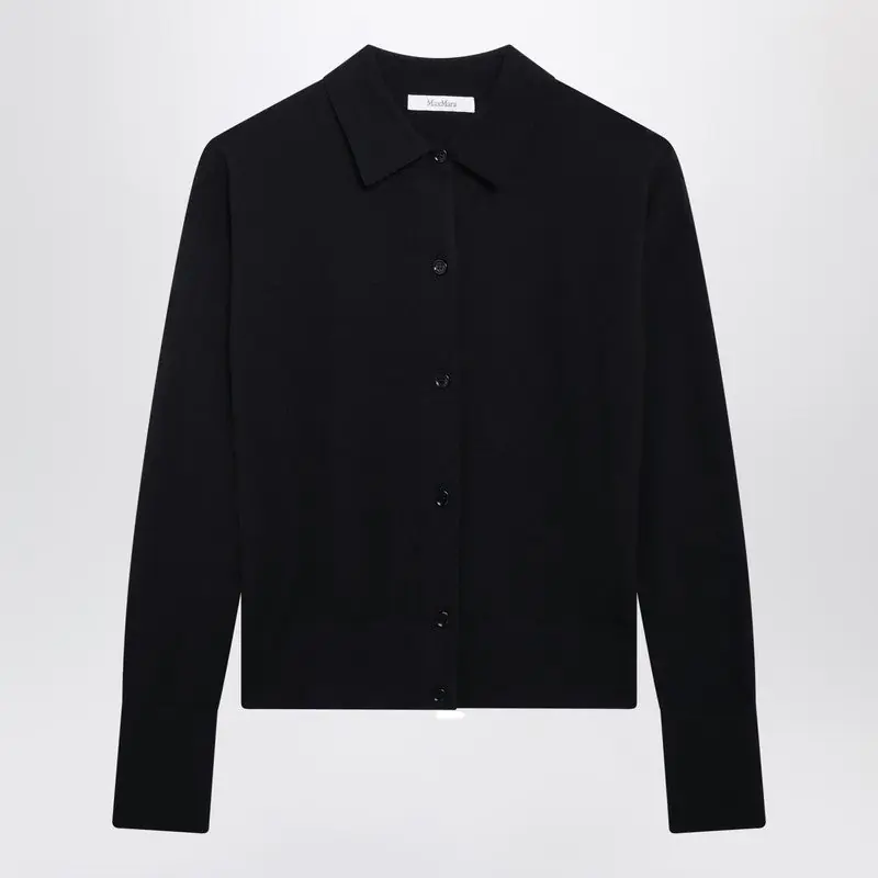 Navy Wool-Blend Cardigan