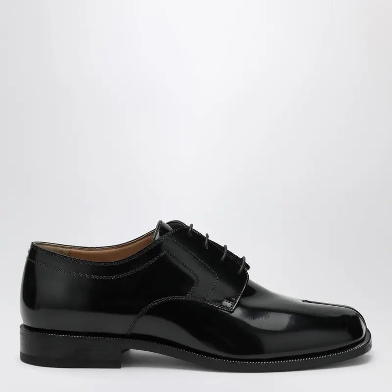 Black Tabi Lace-Up Shoe In Polished Calfskin