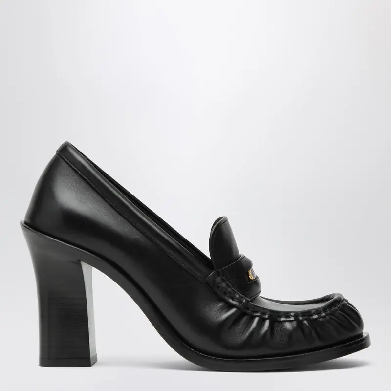 Cadet Black Leather Loafers With Heel - Burberry