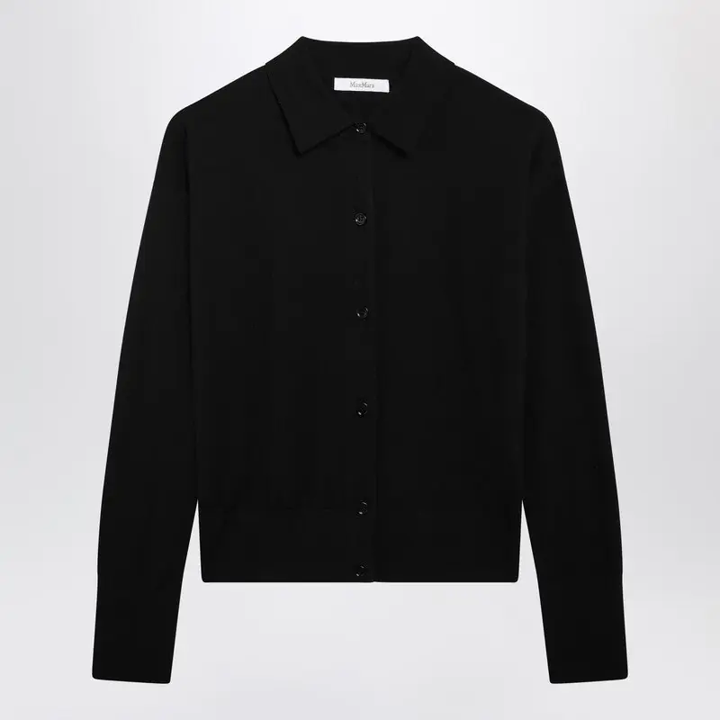 Black Wool-Blend Cardigan