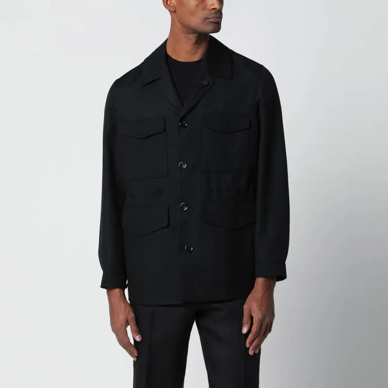 Black Viscose And Silk-Blend Jacket