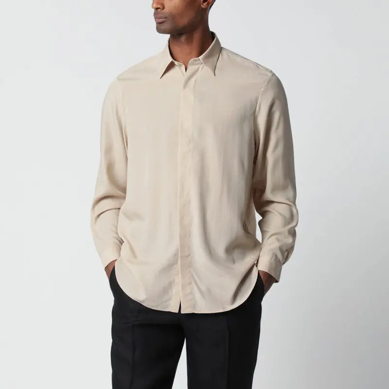 Beige Linen-Blend Shirt