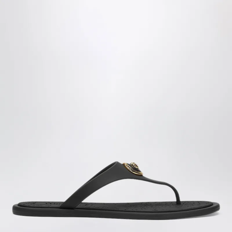 Black Alia Rubber Sandals - Versace