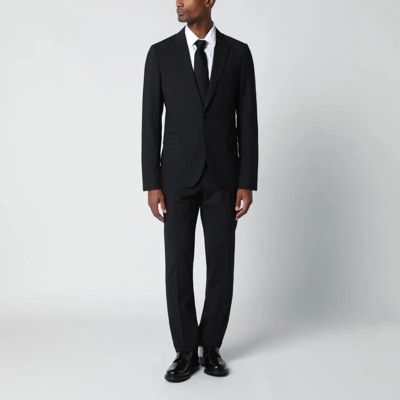 Black Single-Breasted Wool-Blend Suit