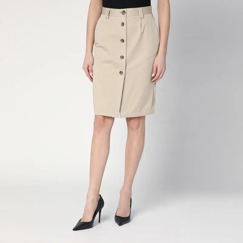 Beige Buttoned Pencil Skirt - Anine Bing
