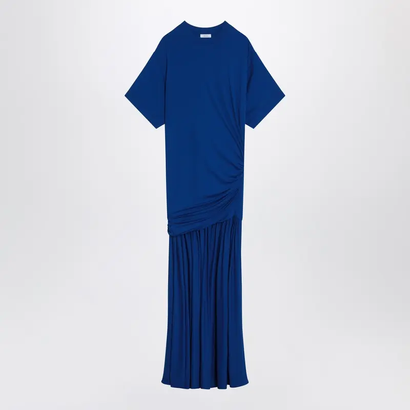 Long Blue Dress With Draping - Ferragamo