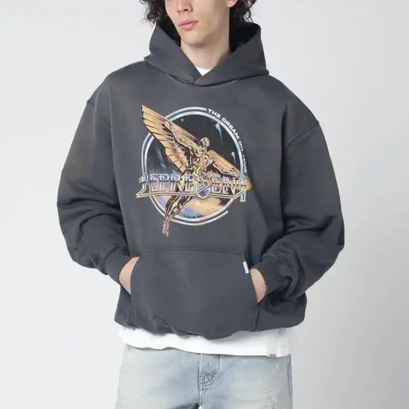 Grey Hoodie With Logo Print - Represent