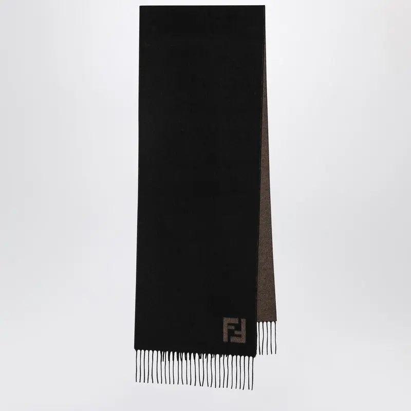 Black/Sand Wool And Cashmere Scarf - Fendi