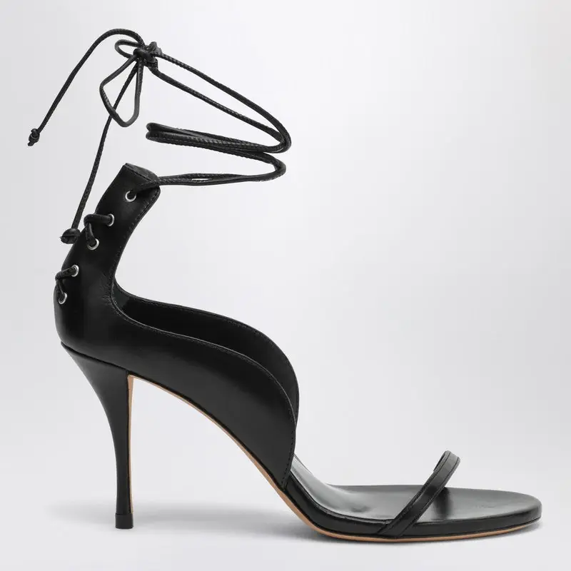 Issa Black Leather Sandals - Jude