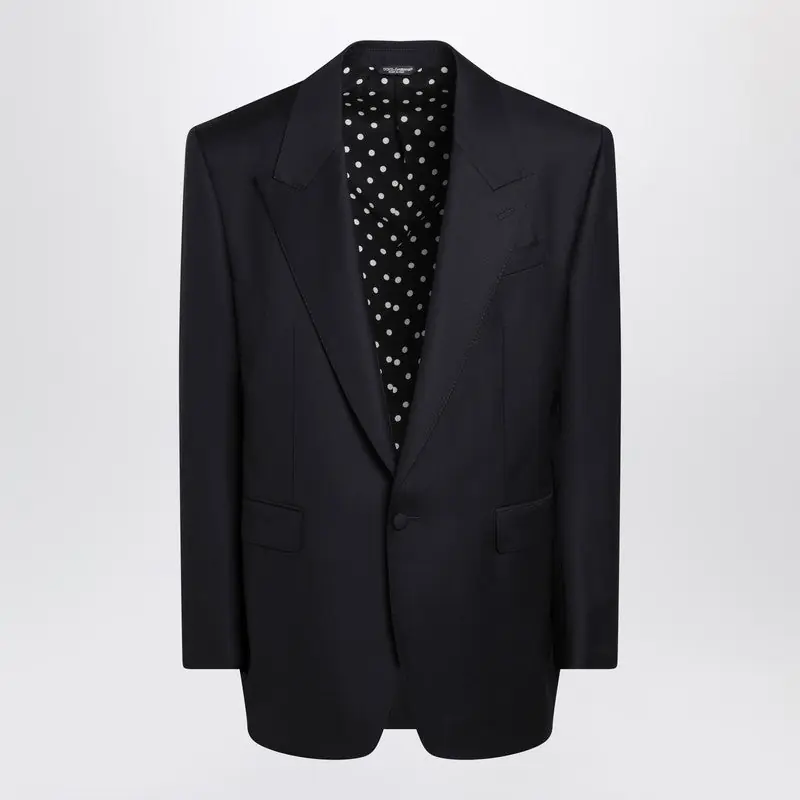 Dark Navy Wool Single-Breasted Jacket