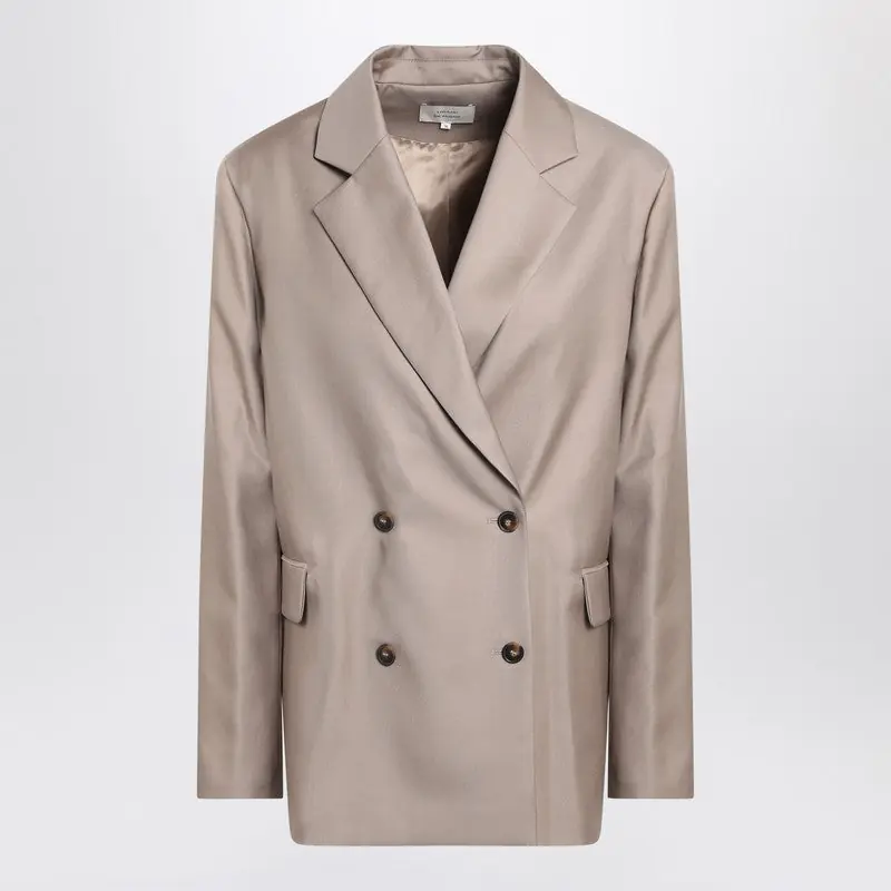 Double-Breasted Wool Jacket In Taupe Color