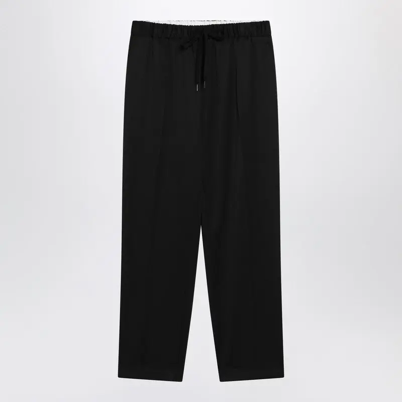 Black Wool-Blend Trousers