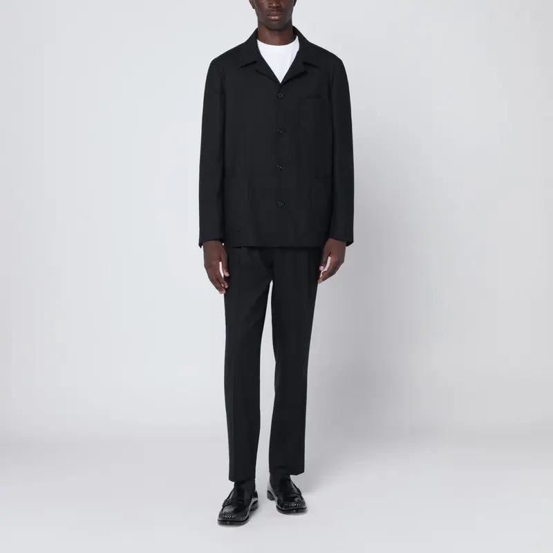 Black Single-Breasted Suit In Wool Blend