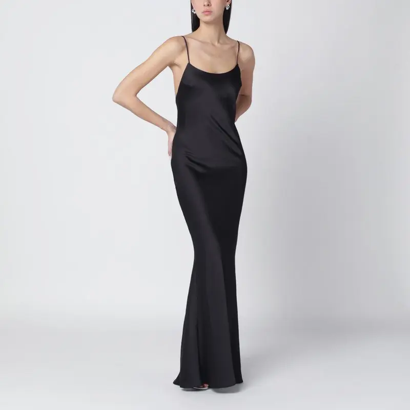 Black Ninfea Dress With Back Draping - The Andamane