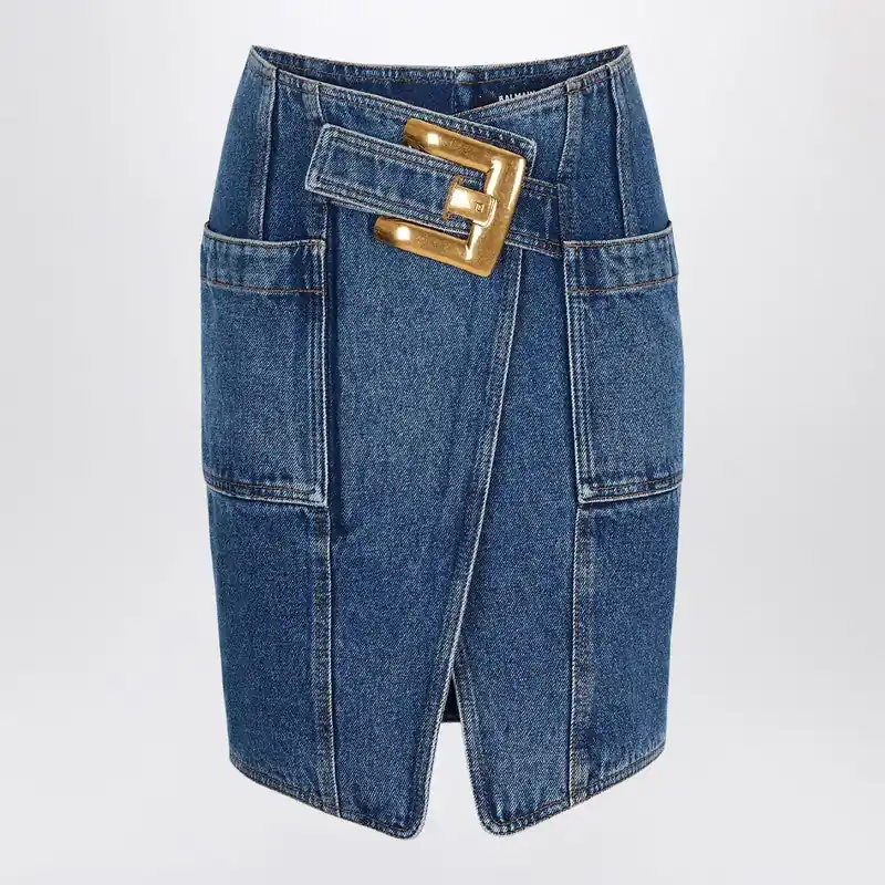 Denim Skirt With Belt - Balmain