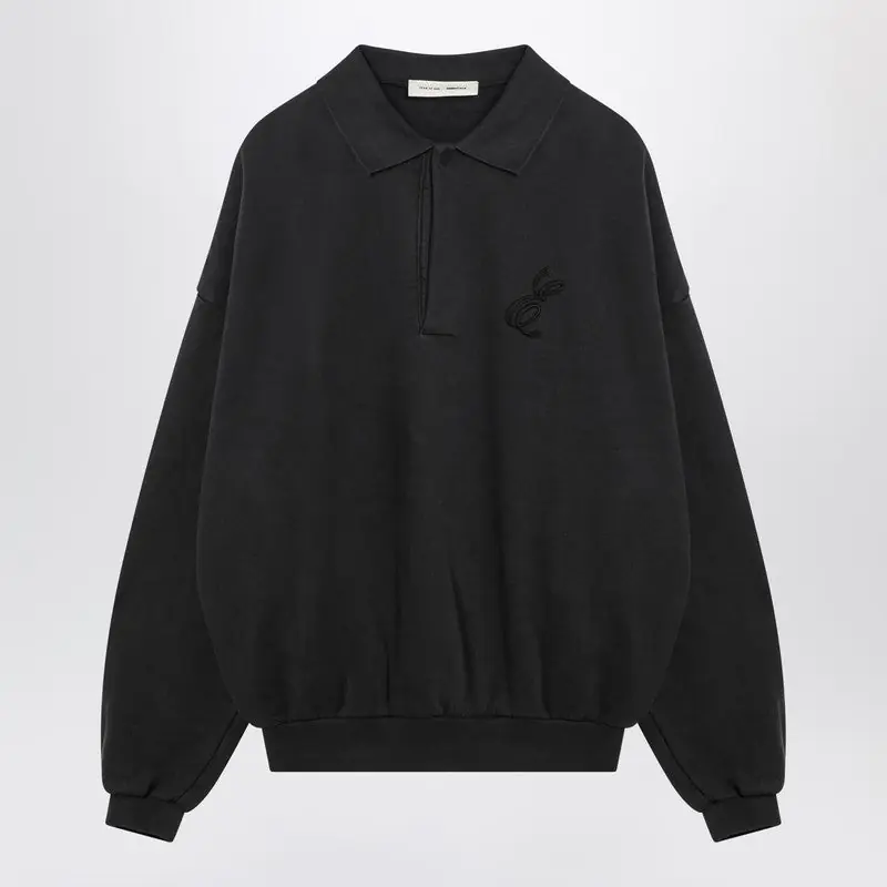 Black Washed Polo Sweatshirt - Fear Of God Essentials