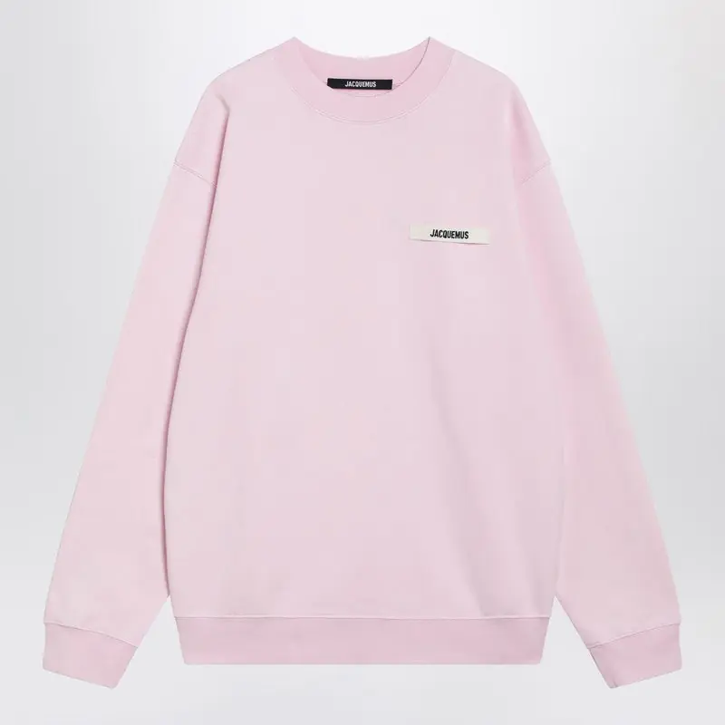 Pink Sweatshirt With Gros Grain Logo - Jacquemus