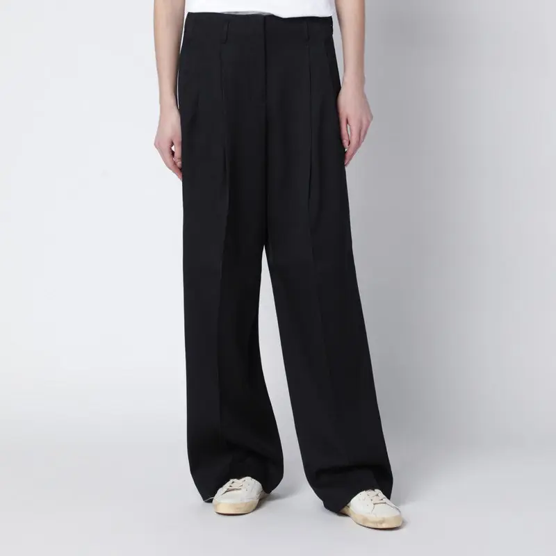Wide Black Wool Trousers - Golden Goose