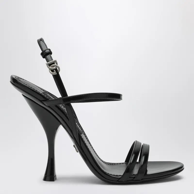 Black Polished Calf Leather Sandals - Dolce & Gabbana