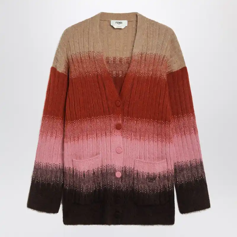 Multicoloured Mohair And Wool Cardigan - Fendi
