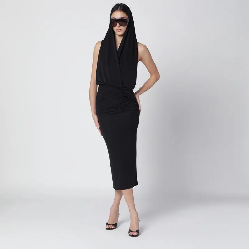 Black Annie Hooded Midi Dress - The Andamane
