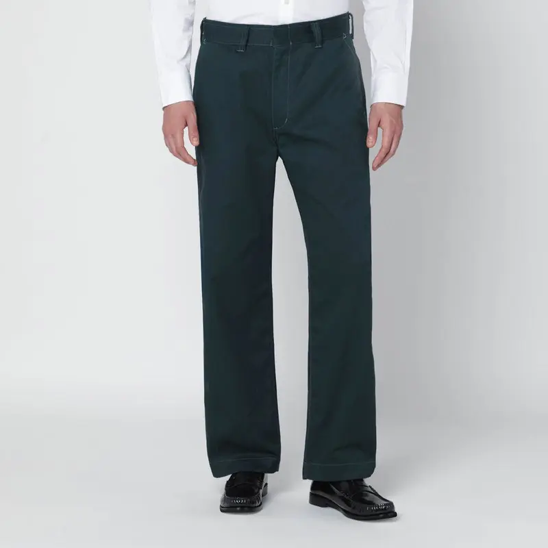 Green Cotton-Blend Trousers