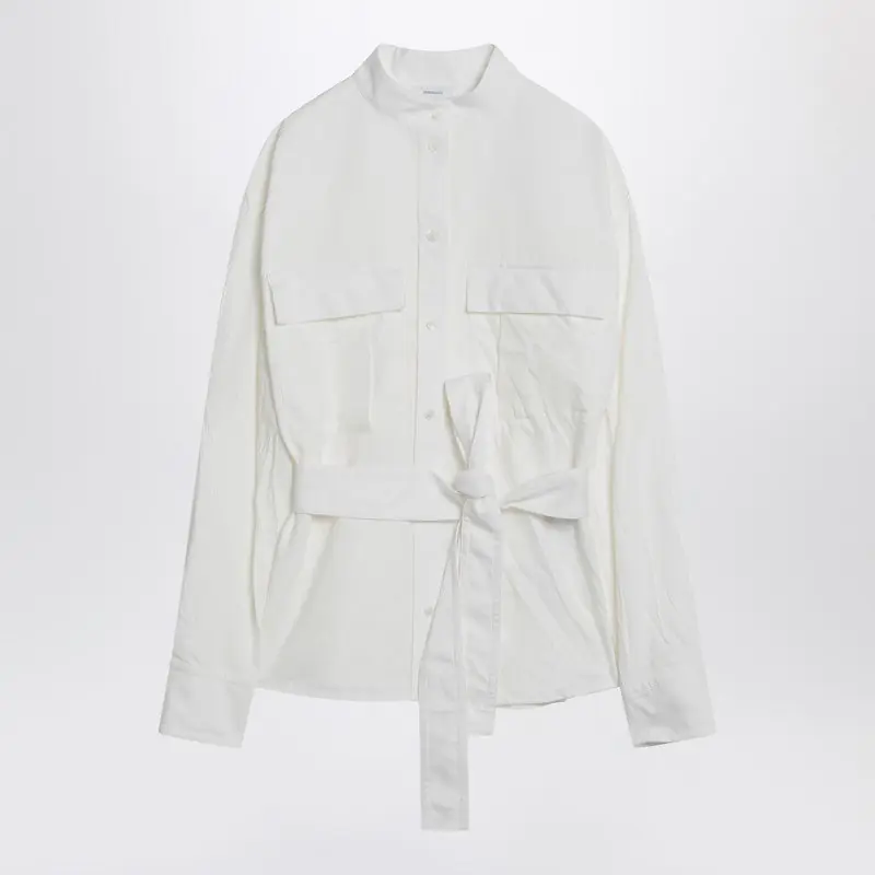 White Belted Shirt In Cotton Blend - Ferragamo