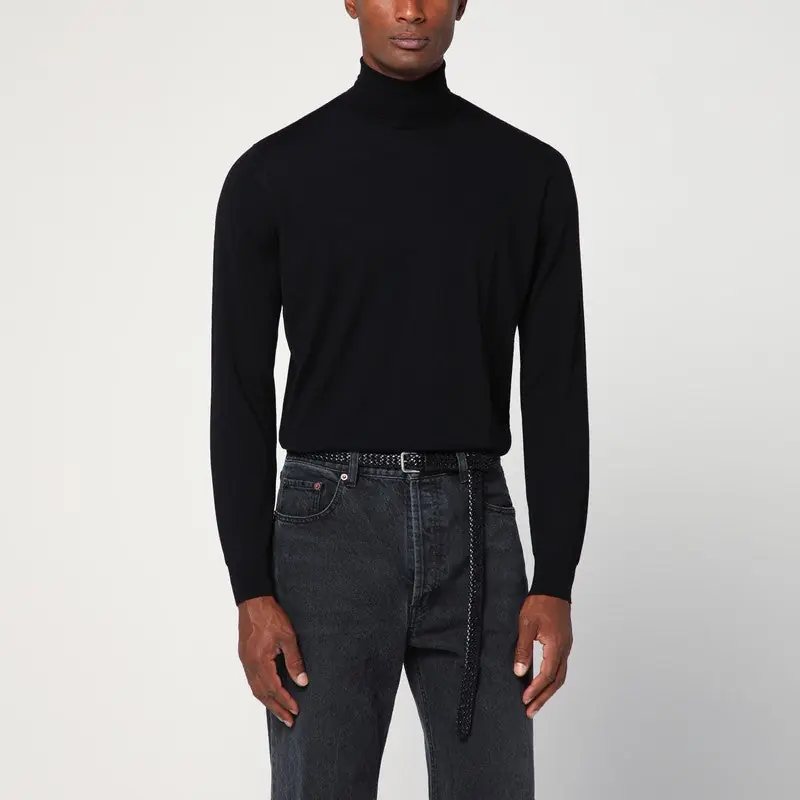 Black Wool Turtleneck Sweater - Drumohr