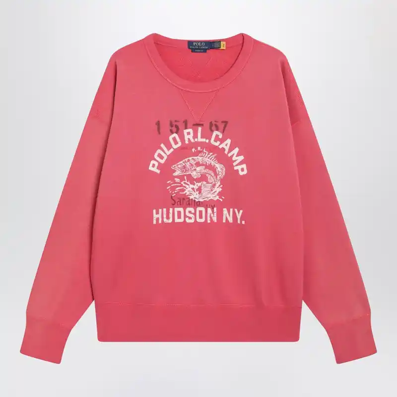 Light Red Sweatshirt With Logo Print - Polo Ralph Lauren