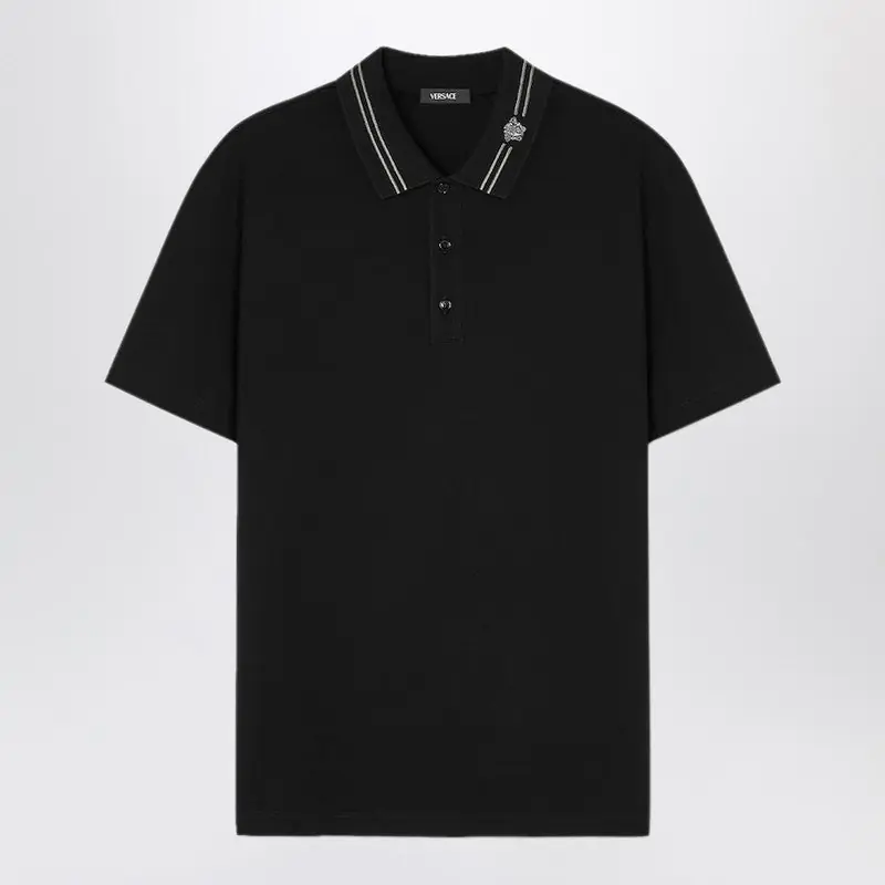 Black Polo Shirt With Medusa Embroidery - Versace
