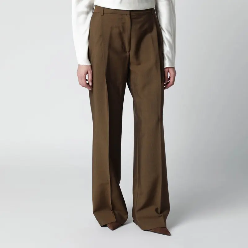 Light Brown Wool-Blend Trousers