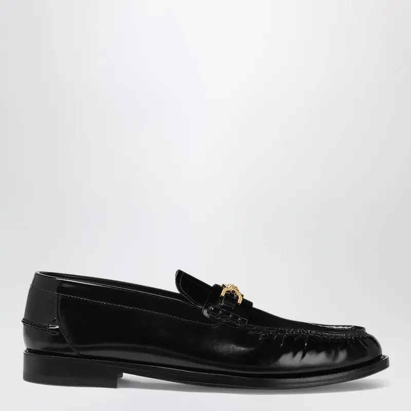 Black Leather Medusa 95 Loafers - Versace