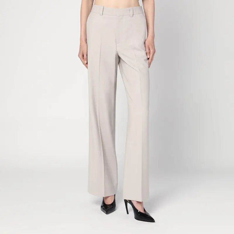 Pumice-Coloured Trousers In Wool Blend