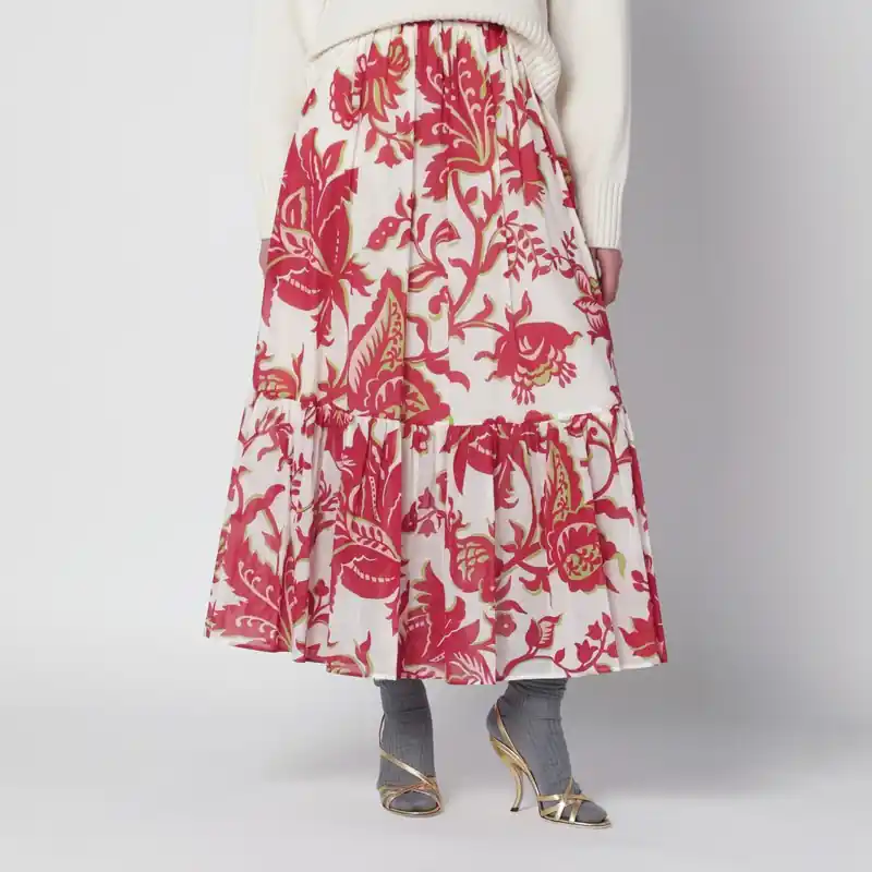 White Skirt With Floral Print - Etro