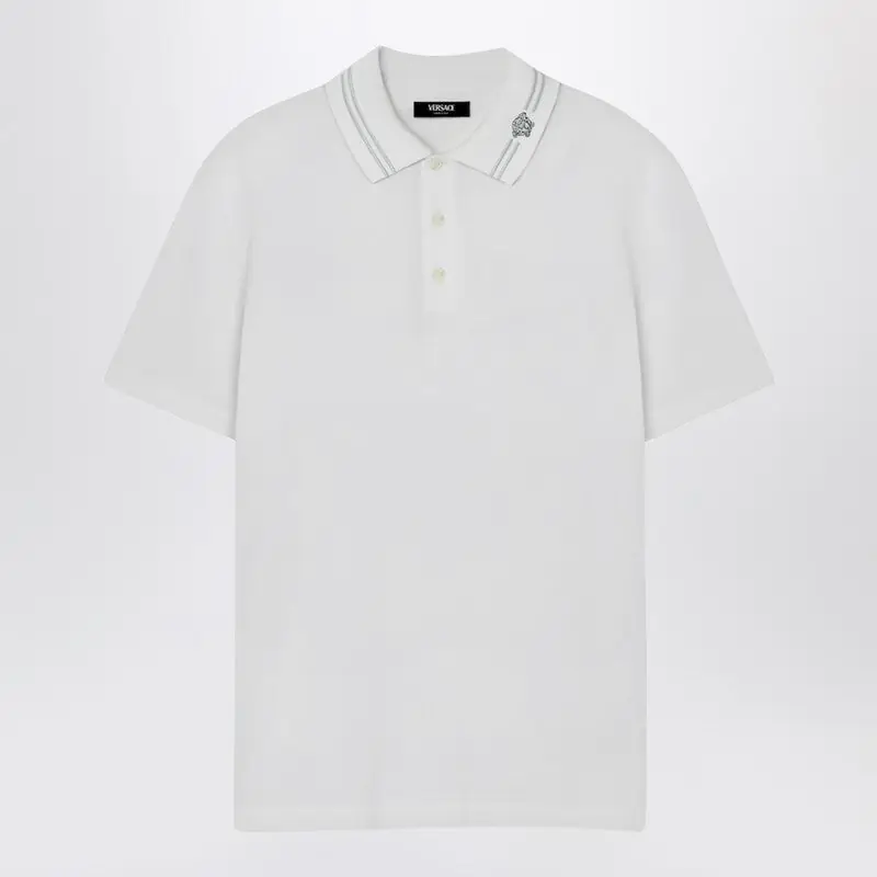 White Polo Shirt With Medusa Embroidery - Versace