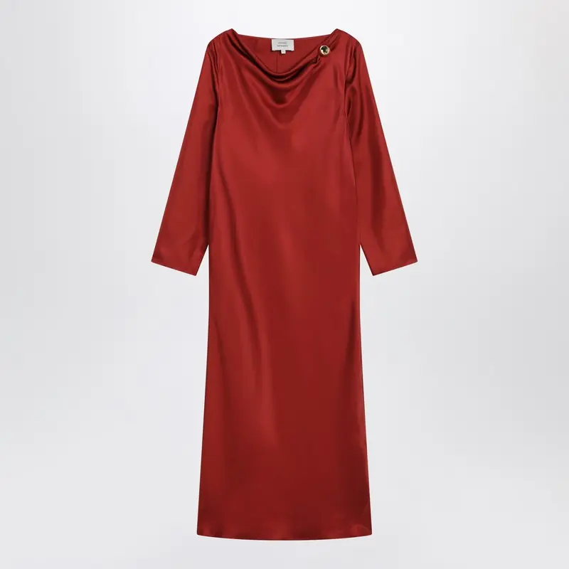Zoya Dress In Red Silk Twill - Loulou De Saison