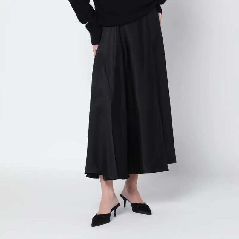 Black Christina Silk-Blend Midi Skirt