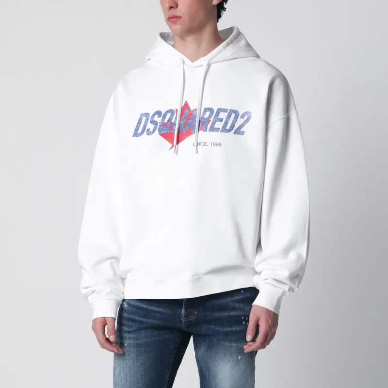 White Relaxed-Fit Sweatshirt With Logo Print