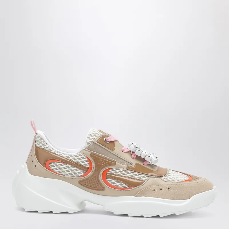 Viv’ On The Run Beige/White Leather And Fabric Sneaker - Roger Vivier