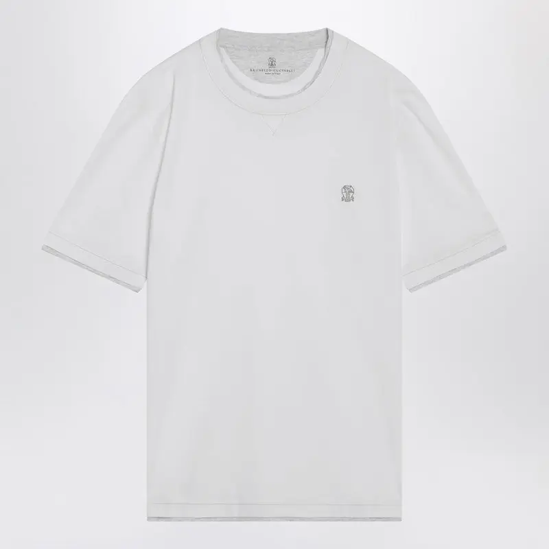 White T-Shirt With Faux Layering Effect