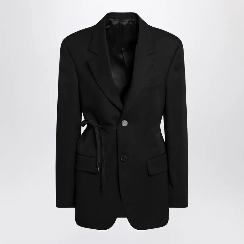 Black Jacket With Side Tie - Balenciaga